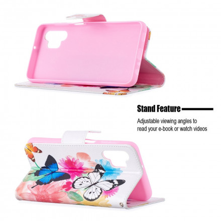 Samsung Galaxy A32 5G Capa pintada de borboletas e flores