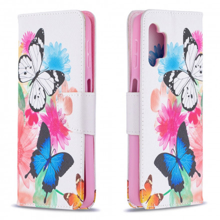 Samsung Galaxy A32 5G Capa pintada de borboletas e flores