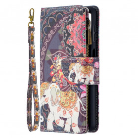 Samsung Galaxy A32 5G Capa de bolso com fecho de correr para elefantes