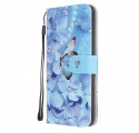 Capa Samsung Galaxy A32 5G com cinta de borboletas de diamante
