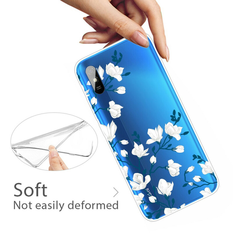 Xiaomi Redmi 9A Case White Flowers
