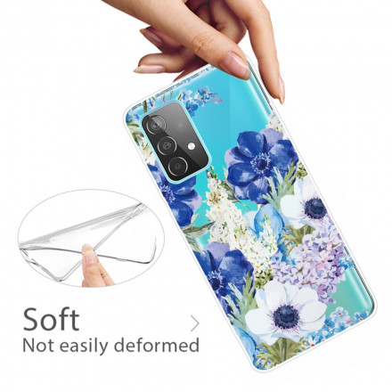 Samsung Galaxy A52 5G Capa de flor de aguarela transparente