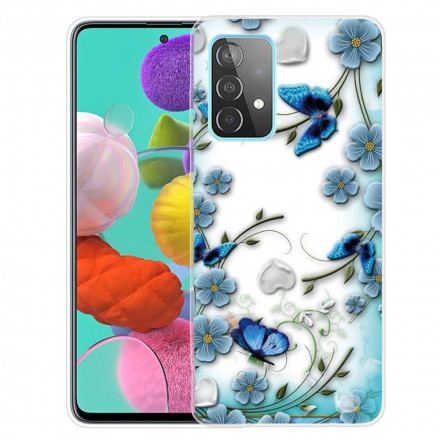 Samsung Galaxy A52 5G Clear Case Butterflies e Flowers Retro