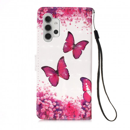 Samsung Galaxy A32 5G Capa Vermelha Butterflies