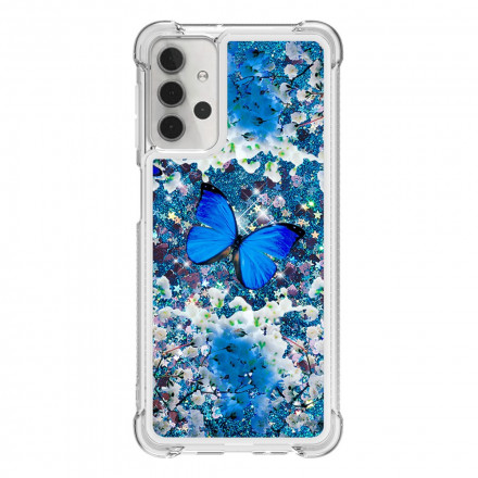 Samsung Galaxy A32 5G Glitter Blue Butterflies Capa