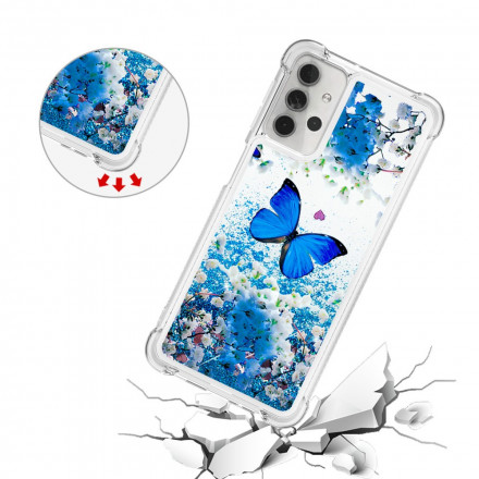 Samsung Galaxy A32 5G Glitter Blue Butterflies Capa