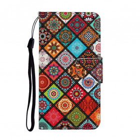 Samsung Galaxy A52 5G Capa de Mandalas de Patchwork A52 com Cordão