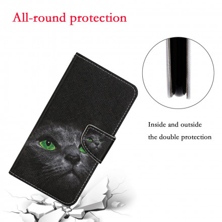 Samsung Galaxy A52 5G Case Green Eyes Cat with Strap