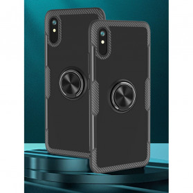 Xiaomi Redmi 9A Anel metálico de capa de fibra de carbono