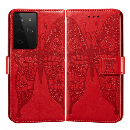 Samsung Galaxy S21 Ultra 5G Case Butterfly Flower Pattern