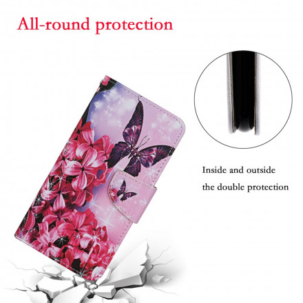 Samsung Galaxy S21 Ultra 5G Case Floral Butterflies Lanyard