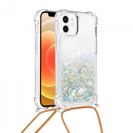 Capa iPhone 12 Mini Glitter e Cordão