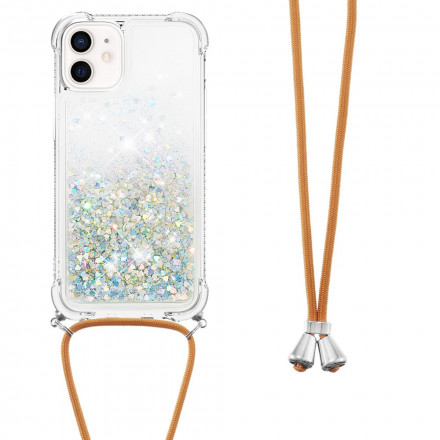 Capa iPhone 12 Mini Glitter e Cordão