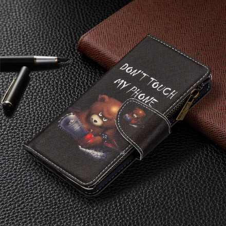 Capa para iPhone 11 com Urso de Bolso com Zipped Pocket