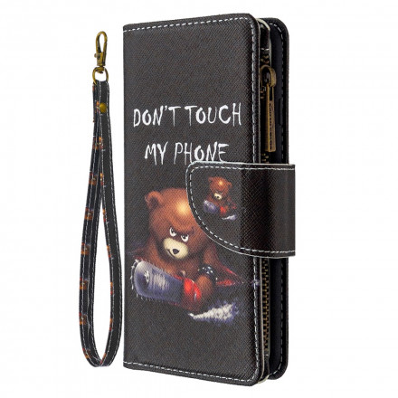 Capa para iPhone 11 com Urso de Bolso com Zipped Pocket