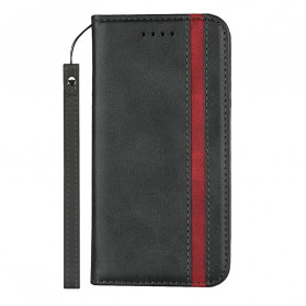 Tampa Flip Cover iPhone 11 Efeito de Couro Dois-Tons com Cordão