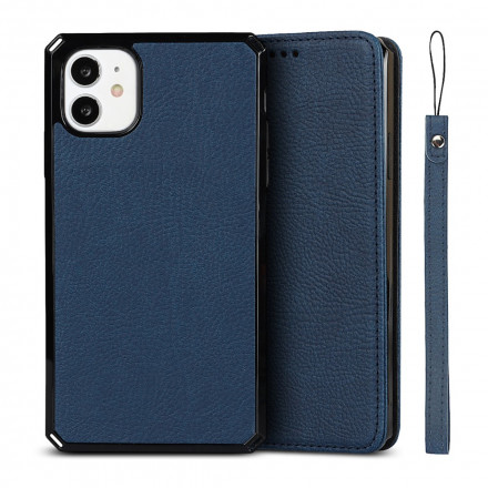 Capa iPhone 11 Lychee Genuína de Couro com CordÃ£o