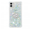 iPhone 11 Glitter Case com Anel de Diamante