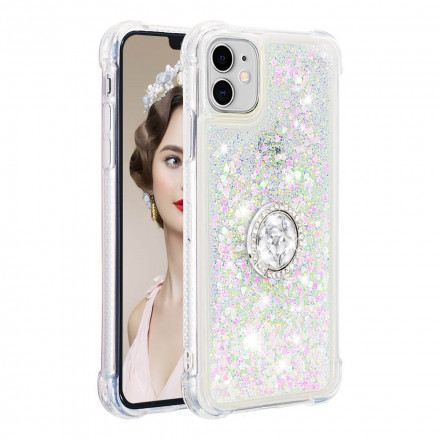 iPhone 11 Glitter Case com Anel de Diamante