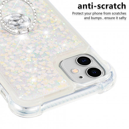 iPhone 11 Glitter Case com Anel de Diamante