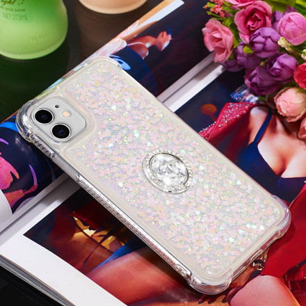 iPhone 11 Glitter Case com Anel de Diamante