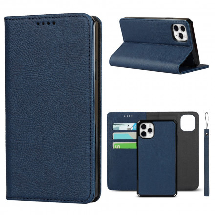 Capa Flip Cover iPhone 11 Pro Max Genuine Leather Lychee Detachable