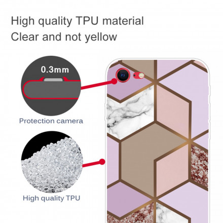 iPhone SE 2 / 8 / 7 Capa de mármore geométrico