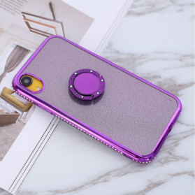 Glitter da capa do iPhone XR e anel de diamantes