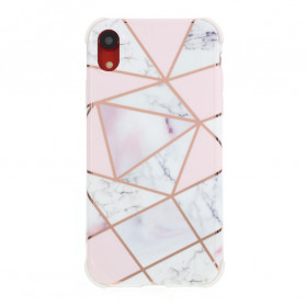 Design geométrico da capa de mármore do iPhone XR