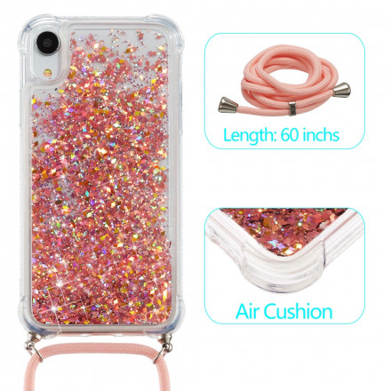 Glitter e cordÃ£o da capa do iPhone XR