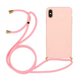 Capa de silicone para iPhone X / XS com cordão colorido