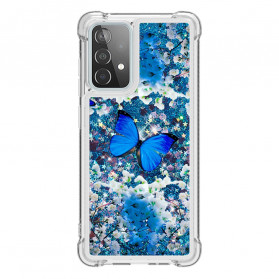 Samsung Galaxy A52 4G / A52 5G Case Blue Butterflies Glitter