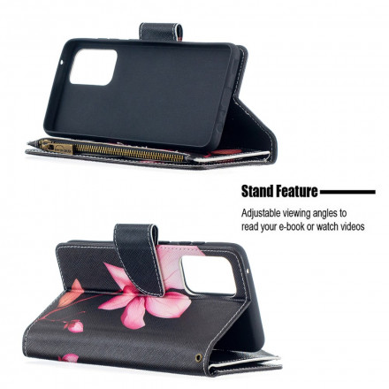 Capa Samsung Galaxy A52 4G / A52 5G Flor de bolso com fecho de correr