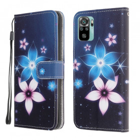 Xiaomi Redmi Note 10 / Nota 10S Capa floral Lanyard