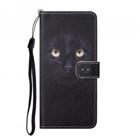 Samsung Galaxy A32 4G Capa de olhos de gato preto com cinta