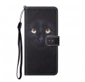 Samsung Galaxy A32 4G Capa de olhos de gato preto com cinta