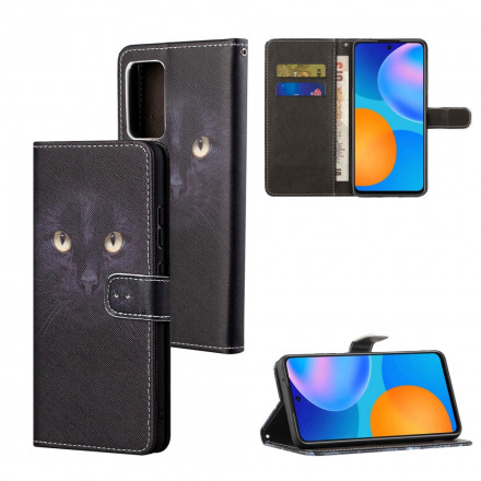 Samsung Galaxy A32 4G Capa de olhos de gato preto com cinta