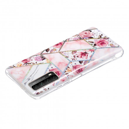 Huawei P smart Case 2021 Marbled Flowers