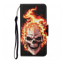 Samsung Galaxy A12 Case Fire Death Head with Strap