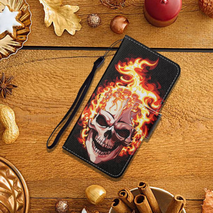 Samsung Galaxy A12 Case Fire Death Head with Strap