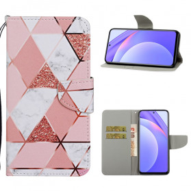 Xiaomi Mi 10T Lite 5G / Redmi Note 9 Pro 5G Mármore e Capa Glitter com Cordão