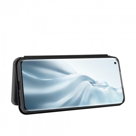 Tampa Flip Cover Xiaomi Mi 11 Pro Fibra de Carbono com Suporte de Anel