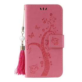 Huawei Mate 40 Pro Tree and Cat Cover with Pearl Strap