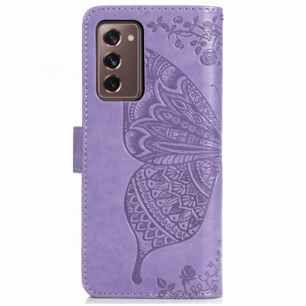 Samsung Galaxy Z Fold2 Capa de design Butterfly com cinta