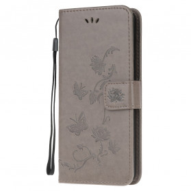 Capa de Moto G100 Borboletas e Flores com Cordão