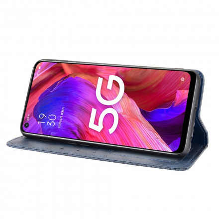 Tampa Flip Cover em frente à A54 5G / A74 5G Efeito Couro Vintage Styling