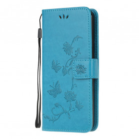 Capa de Moto G50 Borboletas e Flores com CordÃ£o
