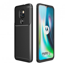 Moto G9 Capa de jogo Textura Flexível de Fibra de Carbono