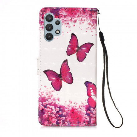 Samsung Galaxy A32 4G Capa de borboletas vermelhas