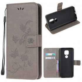 Moto G9 Jogar Borboletas e Flores Capa de Cordão